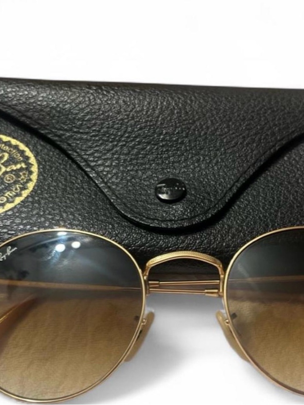 Ray-Ban Gold Frame Sunglasses with Brown Gradient Lenses